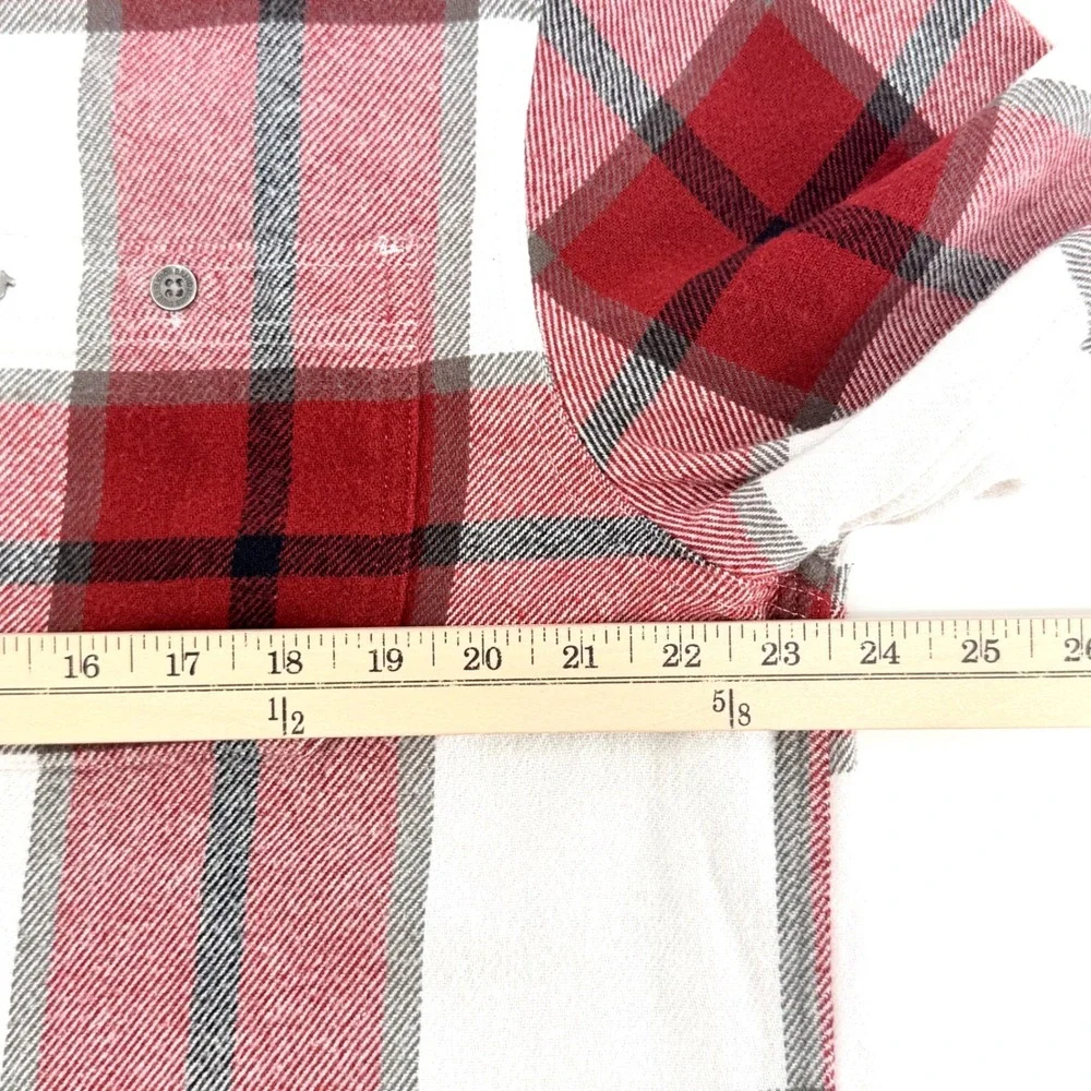 True Religion Flannel Shirt Mens XL Red White Plaid Good Long Sleeve Button Down
